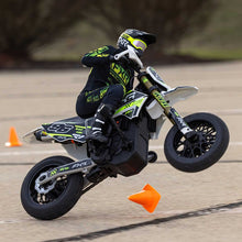 Load image into Gallery viewer, Promoto-SM 1/4 Super Moto Motorcycle, FXR, White: RTR Basic (Requires Battery and Charger)