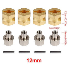 Load image into Gallery viewer, 4PCS 12mm Heavy Brass Wheel Hex Hub Extenders For SCX10 & SCX10 II