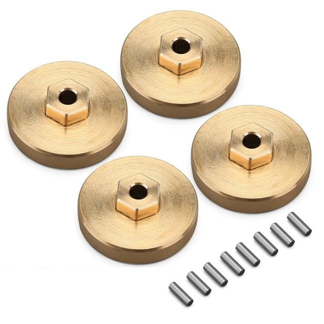 NHX Brass Wheel Hex Adapters With +4mm Extensions For Axial SCX24 (4pc Set)
