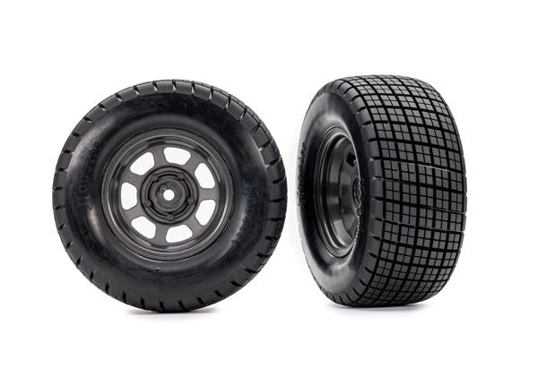 Traxxas 10473X Dirt Oval Gray Front Wheels w/ Hoosier Tires (2)
