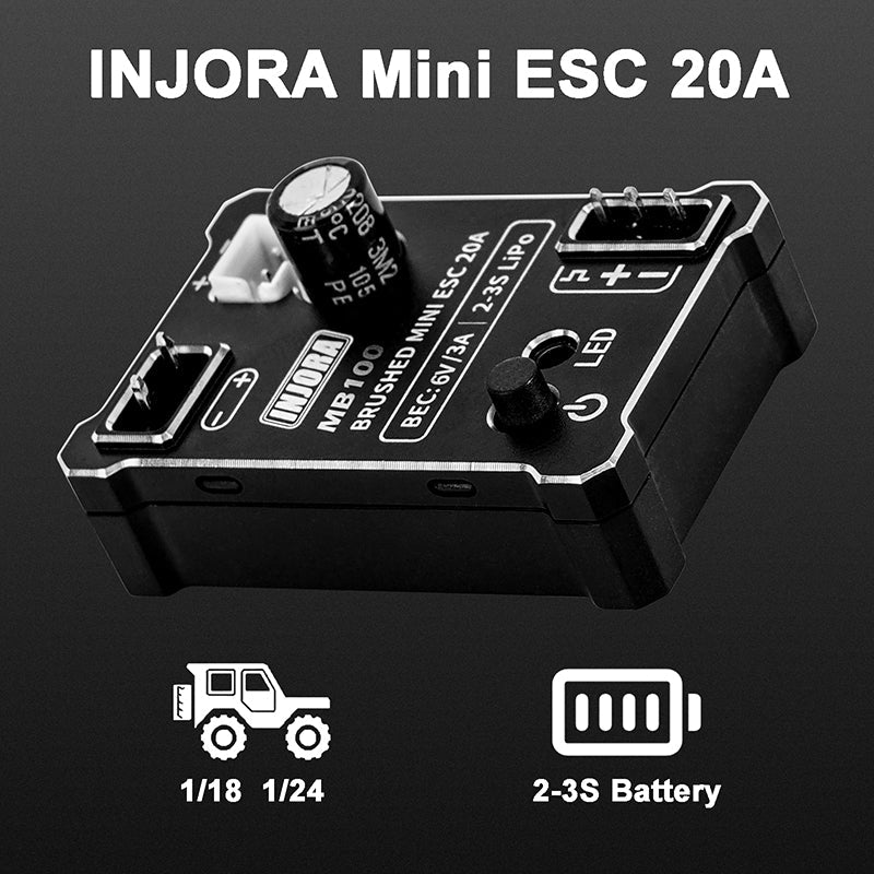 INJORA MB100 Brushed Mini ESC 20A For 1/24 1/18 RC Crawlers