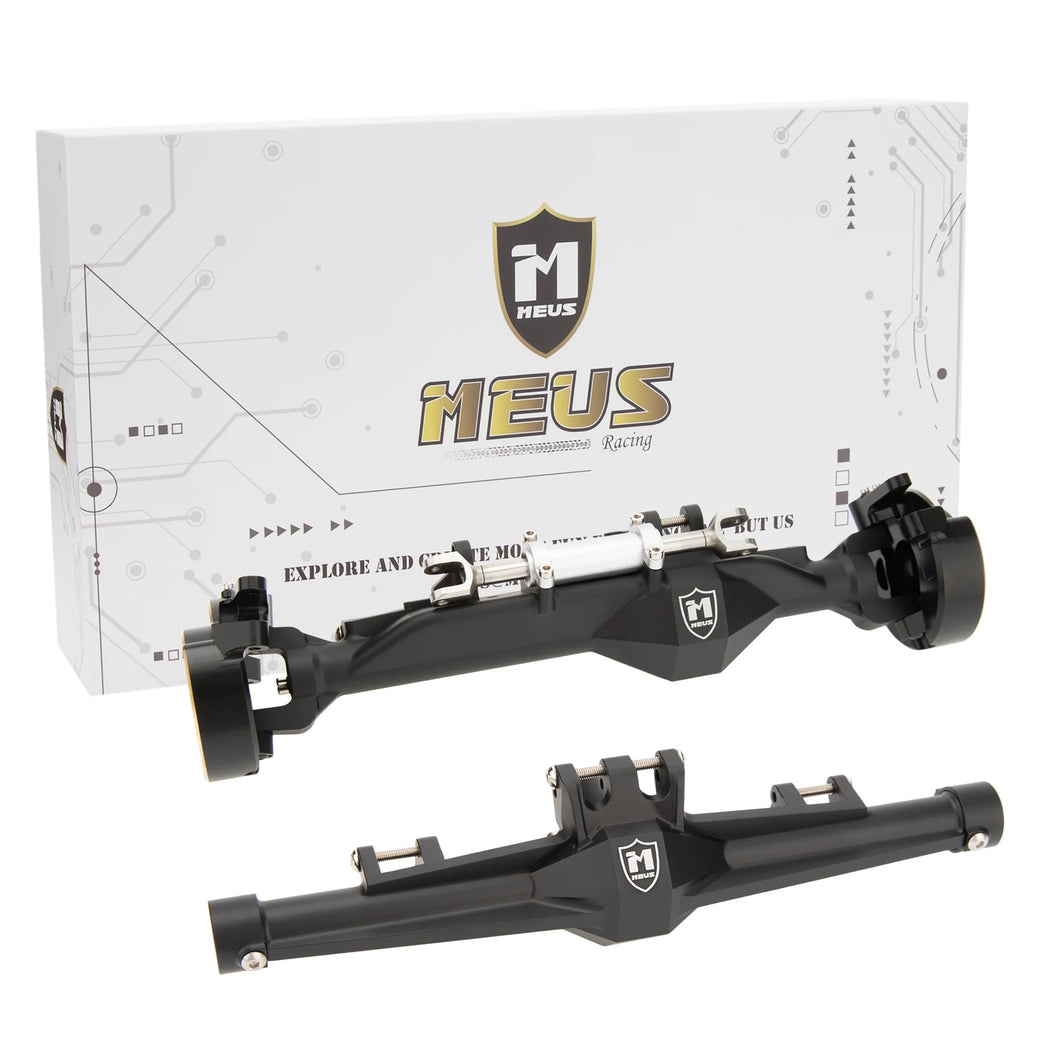 MEUS Racing Metal Front Rear Straight Axles Housings with Brass Steering knuckles & Servo Mount for 1/10 Vanquish H10 Optic