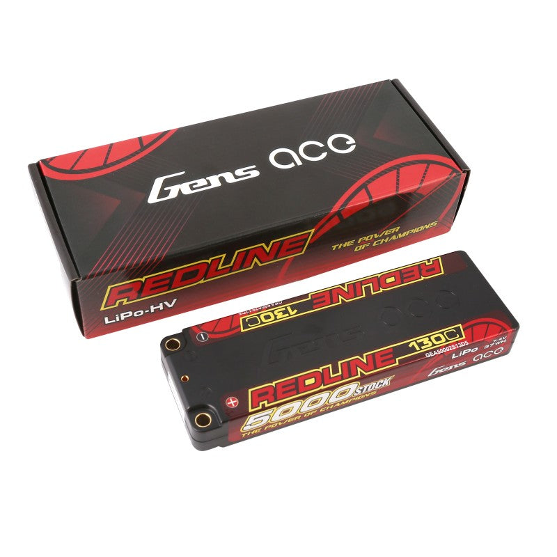 Gens Ace Redline 5000mAh HV 7.6v 2S 130C Hard Case Lipo with 5mm Bullet 138x46x18mm 220g