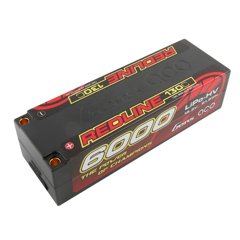 Gens Ace Redline 6000mAh 4S HV 15.2v 130C Low Profile Hard Case with 5mm Bullet