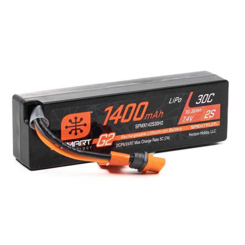 1400mAh 2S 7.4V Smart G2 30C LiPo; IC2 Connector Fits ARRMA Grom by Spektrum