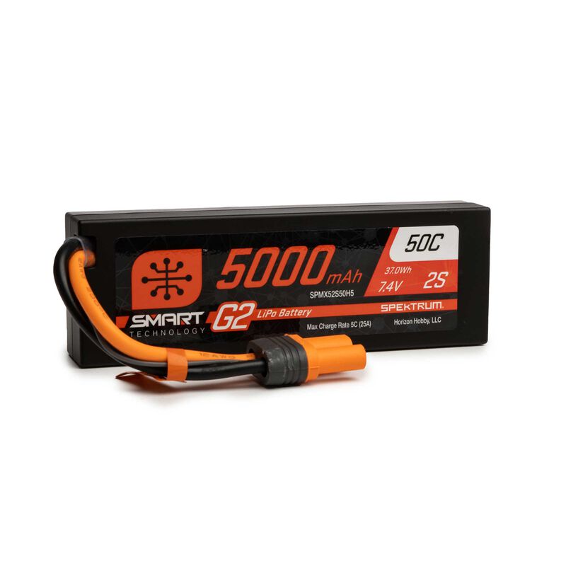 7.4V 5000mAh 2S 50C Smart G2 Hardcase LiPo Battery: IC5 Fits Promoto MX by Spektrum