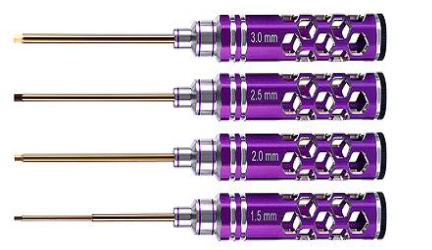 Golden Titanium Hexagon Screwdrivers Purple 4PCS Allen 1.5/2.0/2.5/3.0