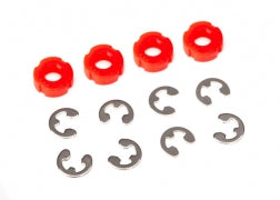 Traxxas 8261 Piston, damper (red) (4)/ e-clips (8)