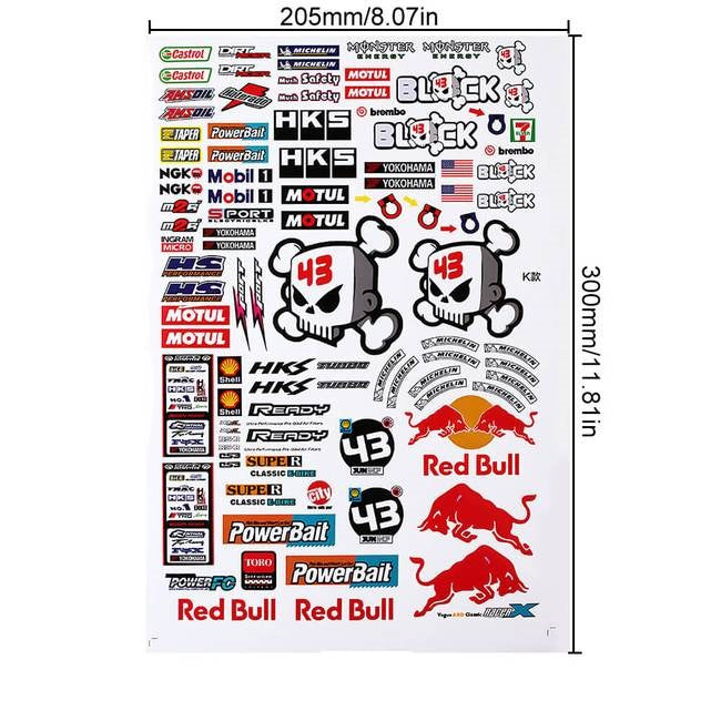 Various decals 1/10th scale