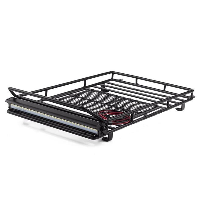 245*150mm Luggage Carrier Roof Rack with LED Light Bar 1/10th Scale